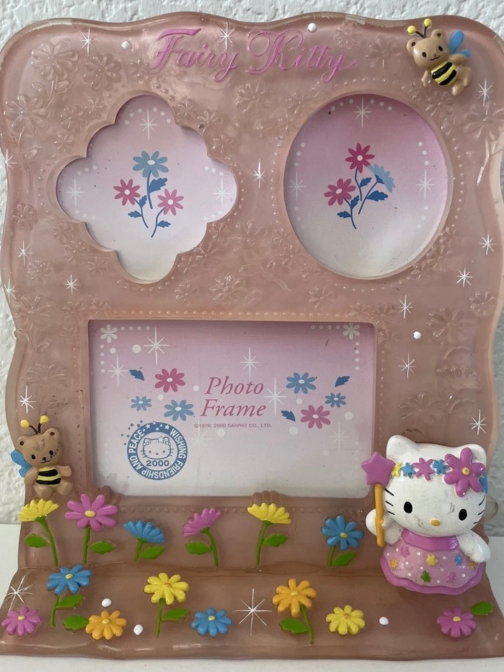HTF Sanrio Hello Kitty Fairy Pink Figure Picture Frame Photo Stand 2000
